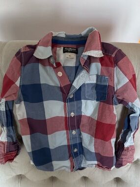 OshKosh B'gosh Red, Blue & White Plaid Button-Down Shirt